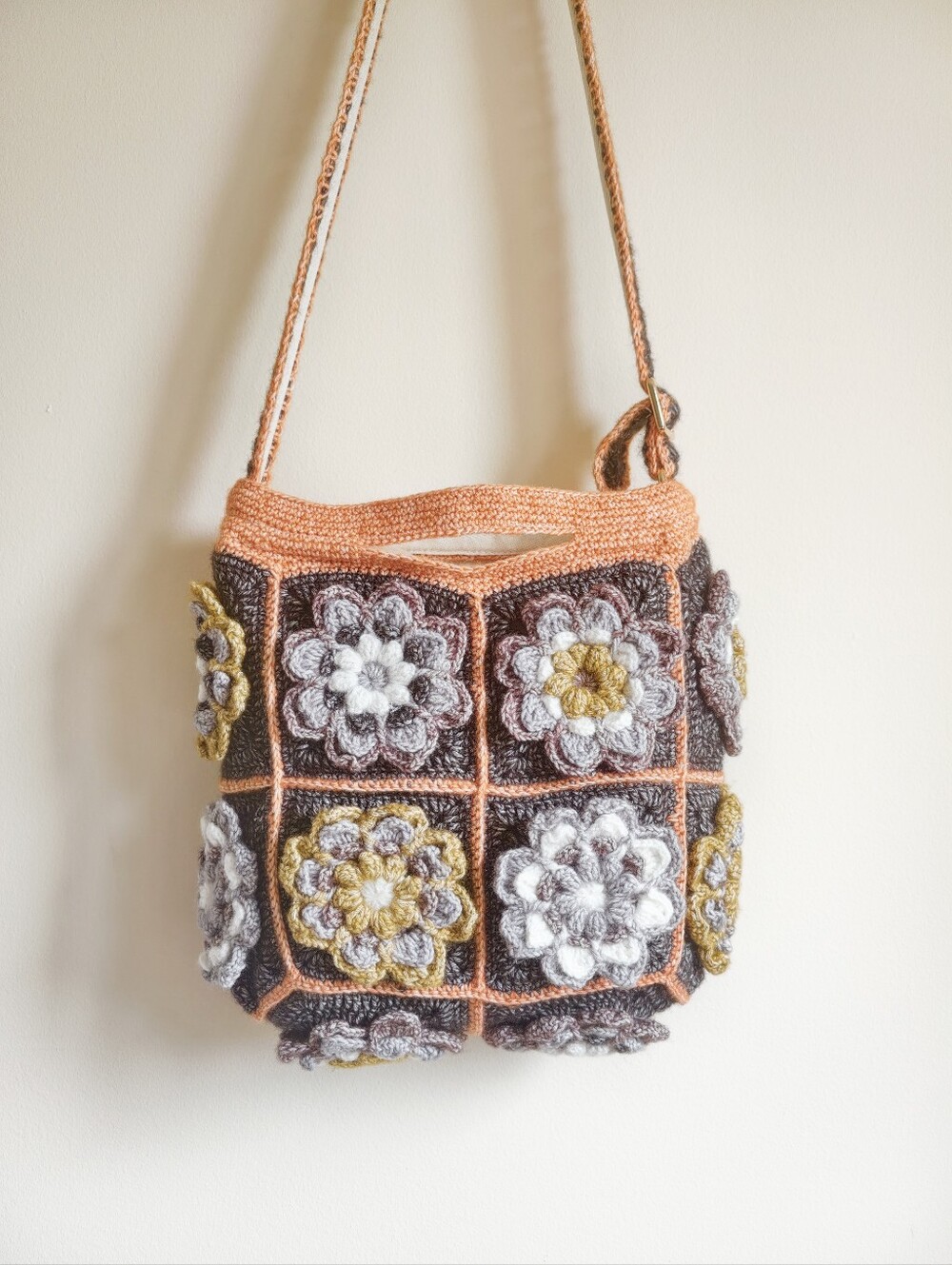 Handmade Crochet Bag with floral granny square patterns